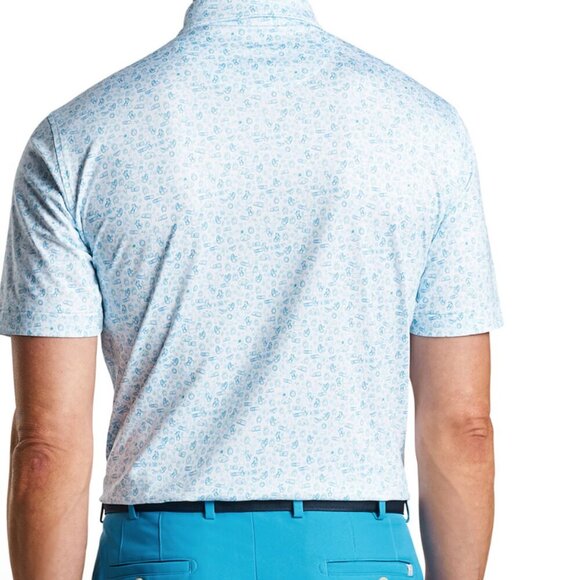 Peter Millar White Blue Deja Vu Performance Golf Jersey Polo Shirt XL NWT - Picture 5 of 6